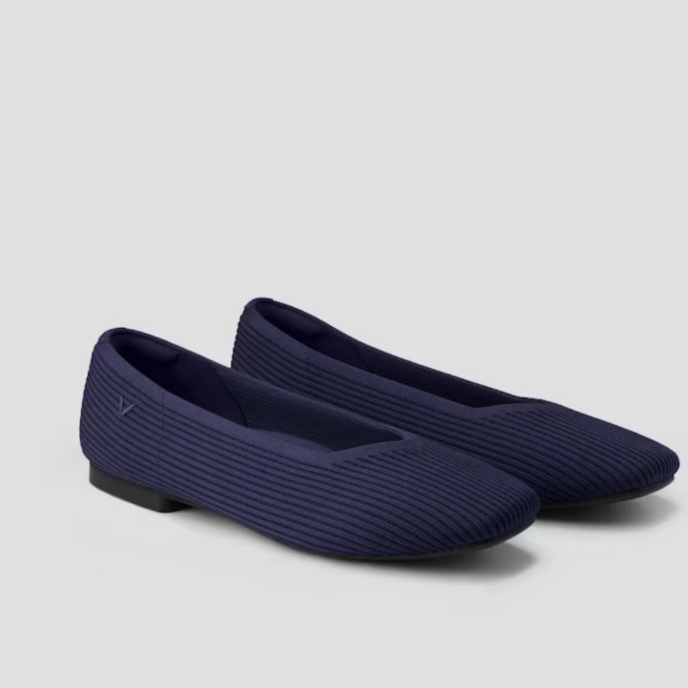 VIVAIA Margot 2.0 Navy Blue Square Toe Knit Flats Shoes Size 37.5 Minimalist